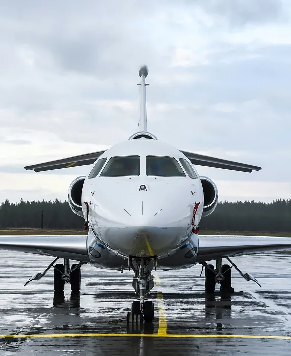 private jet preparing for takeoff on the tarmac
